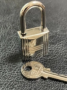 HERMES Padlock & Key set Cadena Metal Silver Charm Number Random from JP - Picture 1 of 4