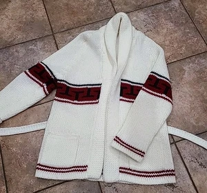 VINTAGE 1970'S  WRAP SWEATER CHUNKY KNIT CARDIGAN SWEATER - Picture 1 of 9