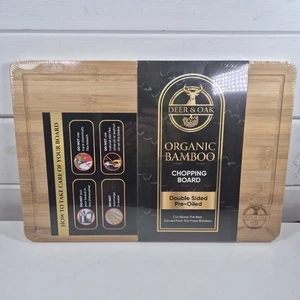 Deer & Oak X-Large 44 x 30 x 2cm Bamboo Chopping Board, Premium Wood Kitchen Cut - Picture 1 of 11