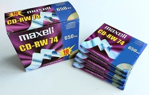 MAXELL CD-RW 650 Mo 4x 74 minutes Lot de 10 disques neuf sous blister - Photo 1/4