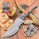 Hand Forged Tracker Knife Ladder Damascus Hard Wood Wooden Bolster Hunting
