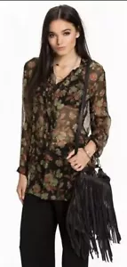 Polo Ralph Lauren Size 2 Floral Layered Top 100% Silk Blouse Peasant - Picture 1 of 10