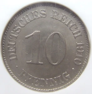 Coin German Reich Empire 10 Pfennig 1910 E IN For Brillant uncirculated NGC MS63 - Picture 1 of 4