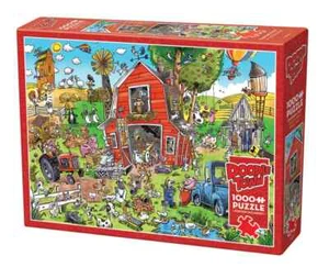 Farmyard Folly Doodle Town 1000 Piece Jigsaw Puzzle Cobble Hill New - Picture 1 of 4