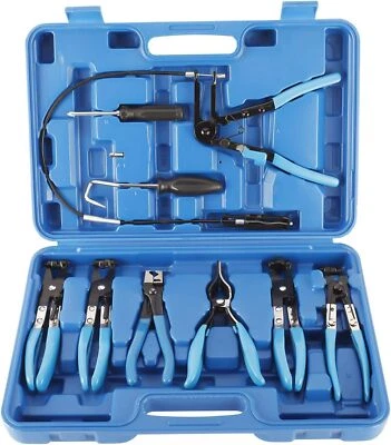 9PC Wire Hose Clamp Clip Pliers Set Swivel Jaw Fuel Oil Water Hose Auto Tool Kit - Изображение 1 из 4