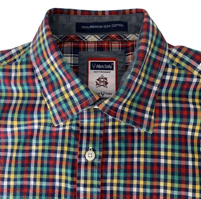 ALLEN SOLLY NOTTINGHAM Size M Long Sleeve Plaid Casual Shirt 100% Premium Cotton - Image 1 of 4