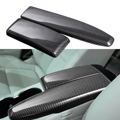 Carbon Fiber Look Center Armrest Lid Cover Trim For Mercedes C250 C300 C350 W204 Foto 1 de 4