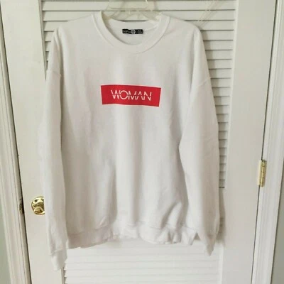 BooHoo "Mujeres" Blanco con Rojo Pullover Sudadera Top Talla 14 Foto 1 de 3