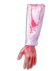 Bloody Hand Arm Halloween Haunted House Body Part Decoration Prop, White Red - Picture 1 of 3