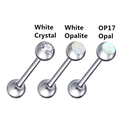 Набор ювелирных изделий из хирургической стали с фианитами хрустальный опал штанга штанга соски пирсинг 3 шт. - Изображение 1 из 4