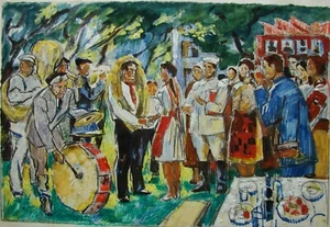 Ukrainian Soviet Painting postimpressionism socialist realism harvest festival - Picture 1 of 6