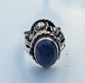 Anillo venenoso vintage deco plata esterlina lapislázuli 5511/10 - Imagen 1 de 14