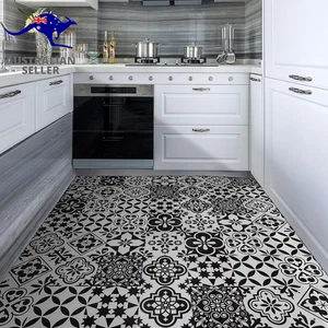 Peel and Stick Floor Tile Black and White Vinyl Flooring 7.87In X 7.87In Peel an - Picture 1 of 12