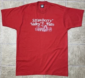 Vintage 90s Strawberry Valley Farms Graphic T-Shirt Herren XL Single Stitch USA - Bild 1 von 10