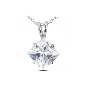 Colgante solitario clásico de oro de 18 k con diamantes naturales certificados princesa 5 quilates F SI2 - Imagen 1 de 2
