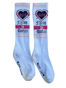 Rare Vintage Y2K JUICY COUTURE 2000s Long Socks “Fly Me To Couture” /Smells Like - Picture 1 of 3