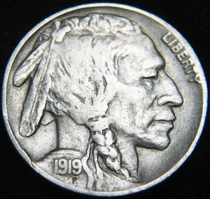Original SHARP Date 1919-D BUFFALO NICKEL 5¢ FREE Shipping! KR33NN - Picture 1 of 2