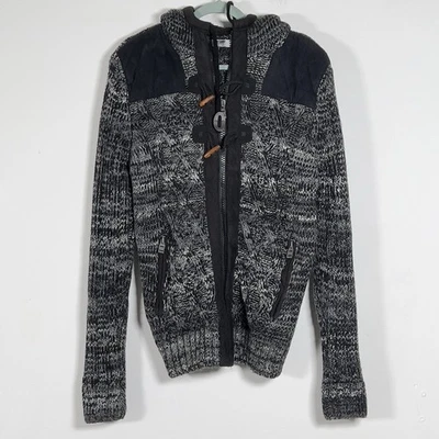 Cárdigan Suéter Leif Nelson Cremallera Con Capucha Calce Ajustado Para Hombres Talla L Negro jaspeado Foto 1 de 4