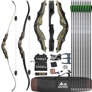 62 Zoll Recurvebogen Jagdbogen 20-60lbs Takedown Bogenschießen Bogen Pfeil Jagd - Bild 1 von 15