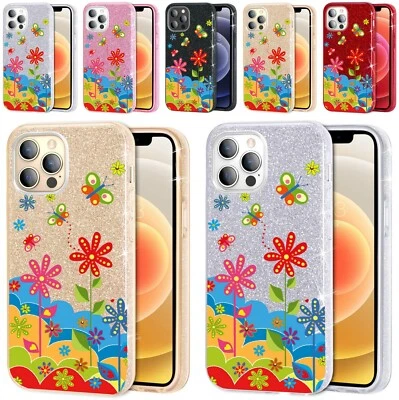 Custodia Cover per Apple iPhone 13 Pro Max Mini Brillantini B327 FARFALLA FIORI - Immagine 1 di 2