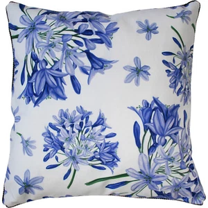 Hamptons Agapanthus Woven Linen Look Lg Cushion Pillow 50cm with Insert French - Picture 1 of 3