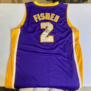 Los Angeles Lakers Derek Fisher Signed Autograph Authentic Purple Adidas Jersey - Picture 1 of 3