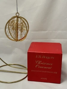 De Colección FB Rogers Italia Placa de Oro 22 Kt Ángel Adorno de Navidad Años 60 RARO *C12 - Imagen 1 de 5
