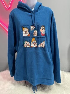 Vintage Disney Store Snow White & the Seven Dwarves Fleece Hoodie Adult Size L - Picture 1 of 3