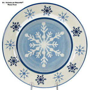 St. Nicholas Square WINTER FROST 8.75" Salad Plate Large Snowflake on Blue