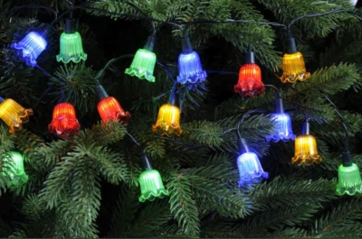 Christmas vintage retro style petal bell fairy party lights 20 LED XMAS coloured - Image 1 of 4