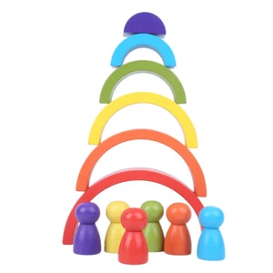 Building Blocks Toy Set Wooden Arch Stacker Baby Creativity Infant Toy. - Picture 1 of 12