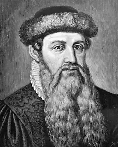 Johannes Gutenberg Porträtkunstdruck 8""x10"" Wandkunst 8x10 - Bild 1 von 2