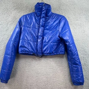36 POINT 5 Puffer Jacket Womens SIZE Small Cropped Cut Off Blue - Picture 1 of 11