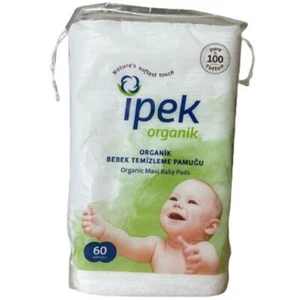 Ipek Organic Maxi Baby Cotton Pads 60 Count – Soft & Dry  & Absorbent Pads - USA - Picture 1 of 6