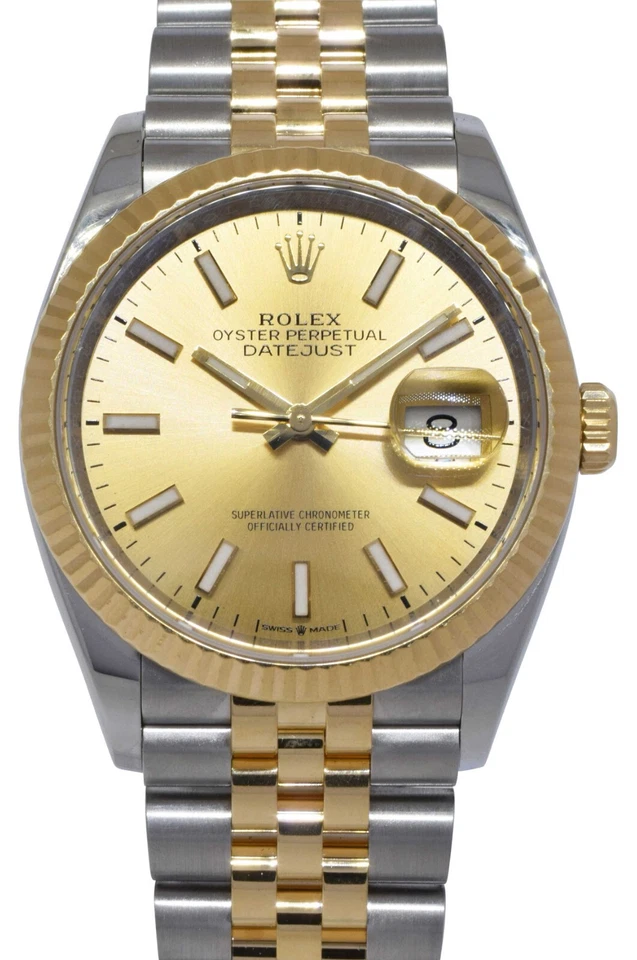 Reloj Rolex Datejust 36 oro amarillo/acero esfera champán para hombre '18+ 126233 Foto 1 de 4
