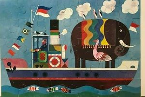 🦄 Ancien Puzzle Ravensburger 35 Pieces Géante Complet La Péniche Vintage 1975 - Photo 1/5