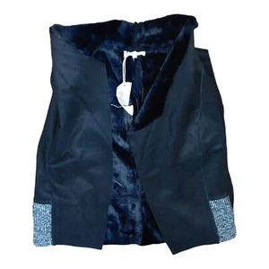 Mystree Stitch Fix Black Gray Open Front Draped Soft Suede Feel Vest Small - Picture 1 of 7