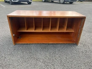 Staples Ladderax 89cm large teak drop leaf writing desk cabinet *repair needed* - Picture 1 of 17