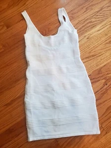 Vintage Arden B White Textured Ribbed Bodycon Sleeveless Mini Y2K Dress Small - Picture 1 of 8