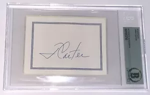 Jimmy Carter signed Cut Index Card Presidential Autograph Beckett coa slabbed - Bild 1 von 12