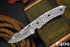 Custom+7.6%22OAL+Damascus+Steel+Blank+Blade+Hunting+Knife+Handmade+%28P409%29