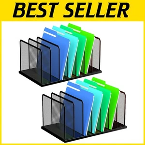 Stylish Black Mesh Organizer with 7 Upright Sections - Perfect for Classroom Use - Picture 1 of 9