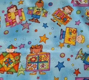 29" Kids Can Quilt Kari Pearson Quilting Treasures Quilting Theme Blue - Picture 1 of 3
