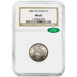 1883 Liberty V Nickel No Cents 5c NGC MS65 CAC - Picture 1 of 3