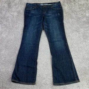 Mudd Jeans Women's 17 Blue Bootcut Mid-Rise Dark Denim Stretch Flap Pockets - Picture 1 of 13