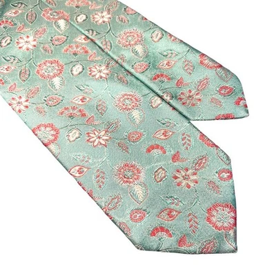 ISAIA Tie silk 100% 7FOLD sette pieghe All embroidery Green made in Italy 712 - Image 1 of 4
