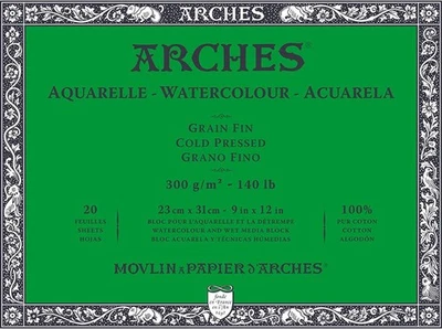 Aquarelle Watercolor Block, Cold Pressed, 140lb/300gsm, 20 Sheet, 9x12 inch, ... - Image 1 of 4