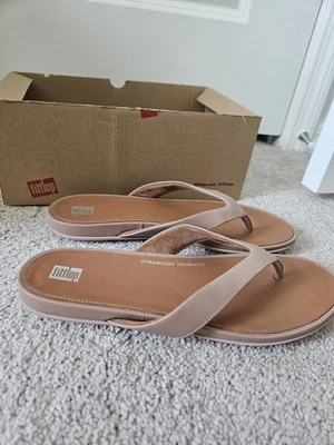 Chanclas FITFLOP Gracie Cuero Beige Talla 10 Nuevas En Caja Foto 1 de 4