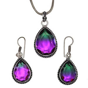 Bio-Tourmaline Quartz Jewelry Set 18-20'' Handmade For Womens Unisex New - Bild 1 von 11