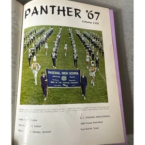Anuario Pantera Anual Fort Worth TX de la Escuela Secundaria Pascual 1967 Libro Años 60 Texas - Imagen 1 de 8